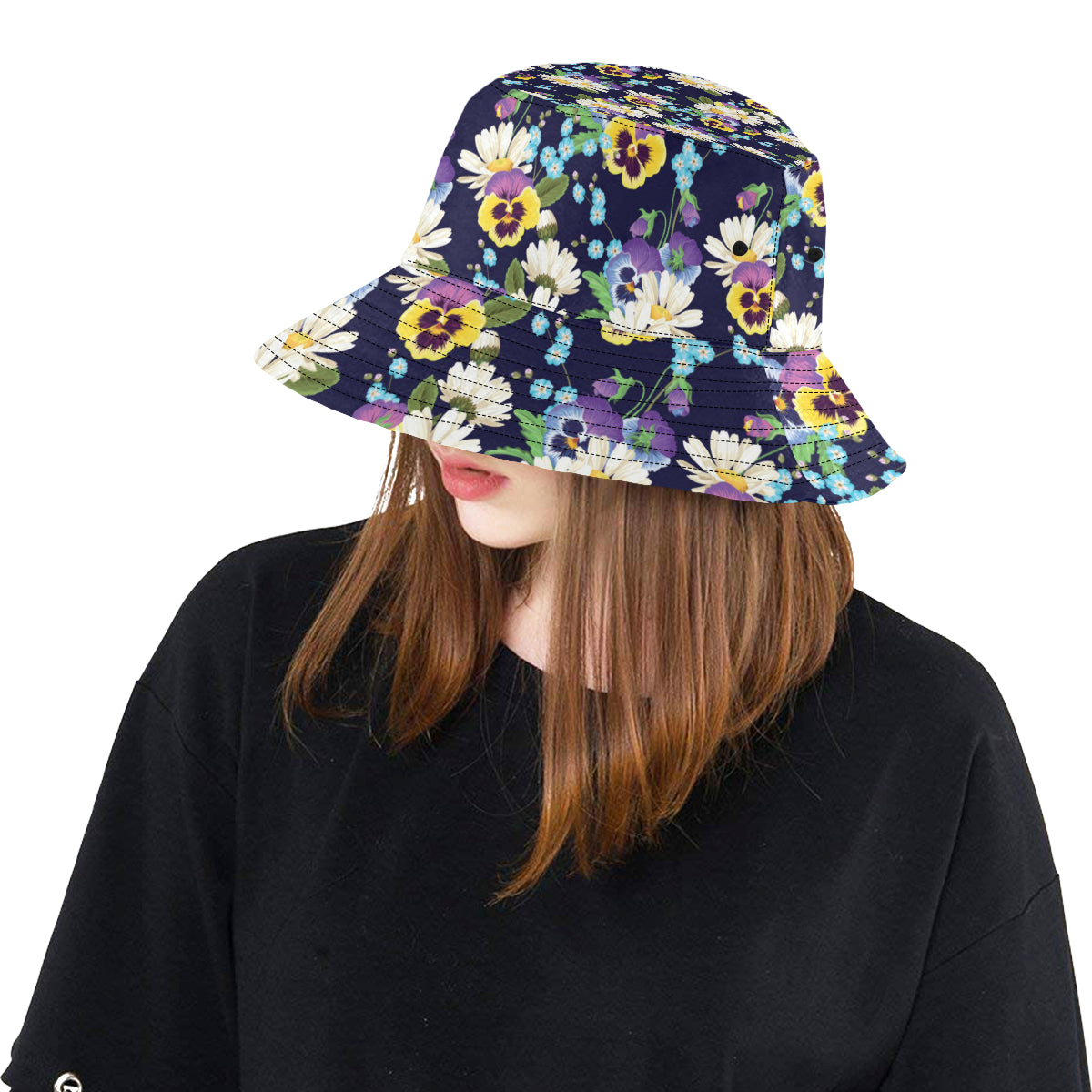 Pansy Pattern Print Design PS03 Unisex Bucket Hat