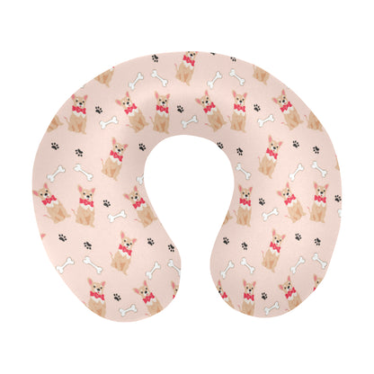 Chihuahua Pattern Print Design 04 U-Shaped Travel Neck Pillow