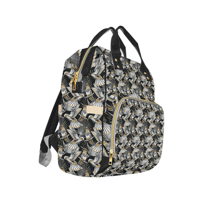 Hummingbird Gold Design Themed Print Diaper Bag Backpack