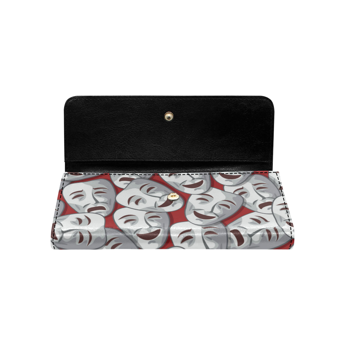 Acting Mask Pattern Print Design 01 Women's Trifold Wallet