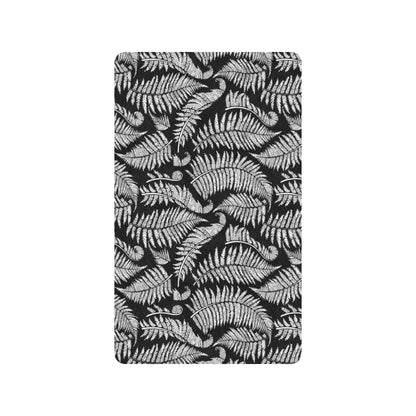 Fern Leave Black White Print Pattern Rubber Doormat