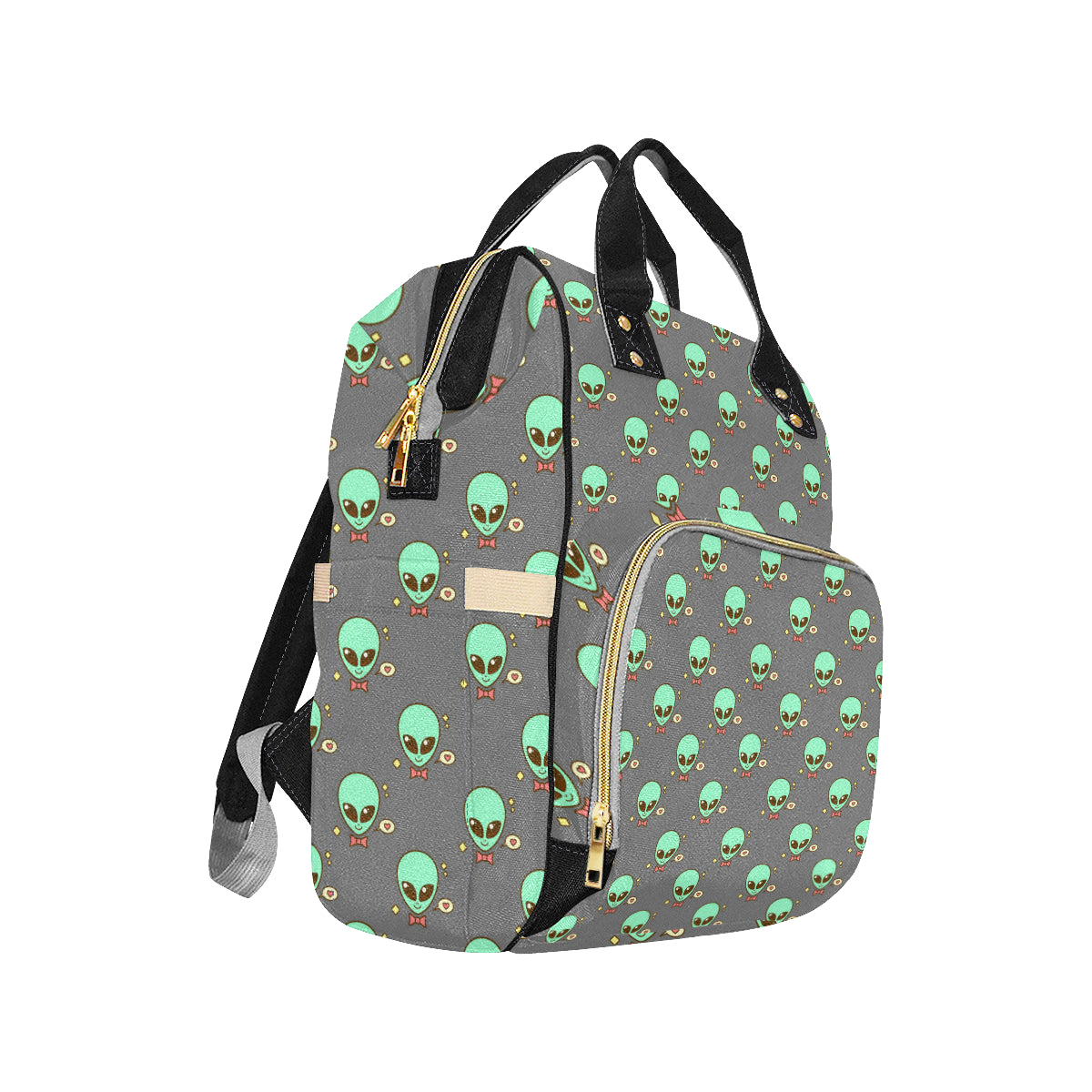 Alien Pattern Print Design 02 Diaper Bag Backpack