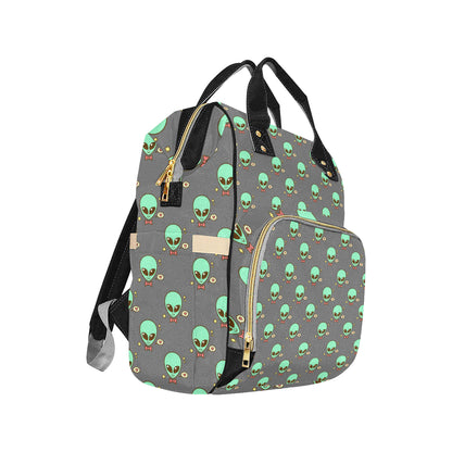 Alien Pattern Print Design 02 Diaper Bag Backpack
