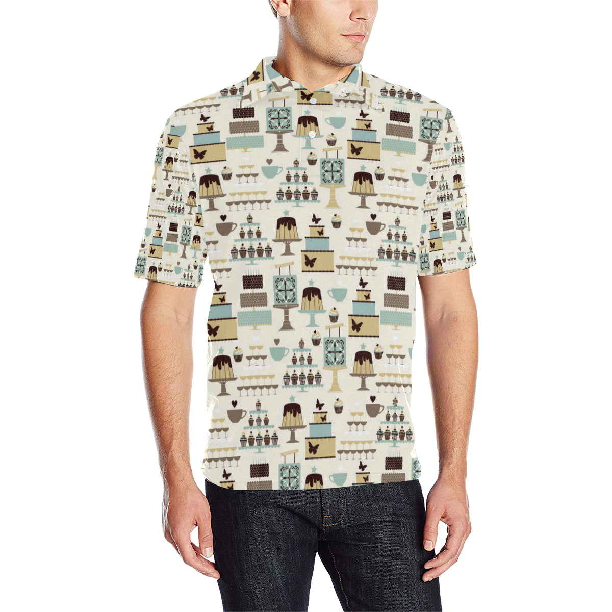 Cake Pattern Print Design 02 Men Polo Shirt