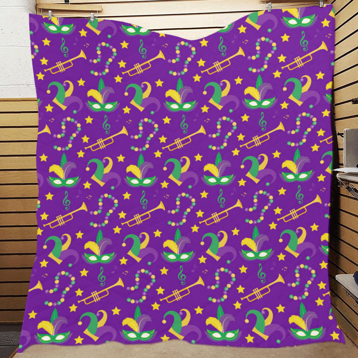 Mardi Gras Pattern Print Design 06 Premium Quilt