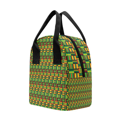 African Zip Zag Print Pattern Insulated Lunch Bag