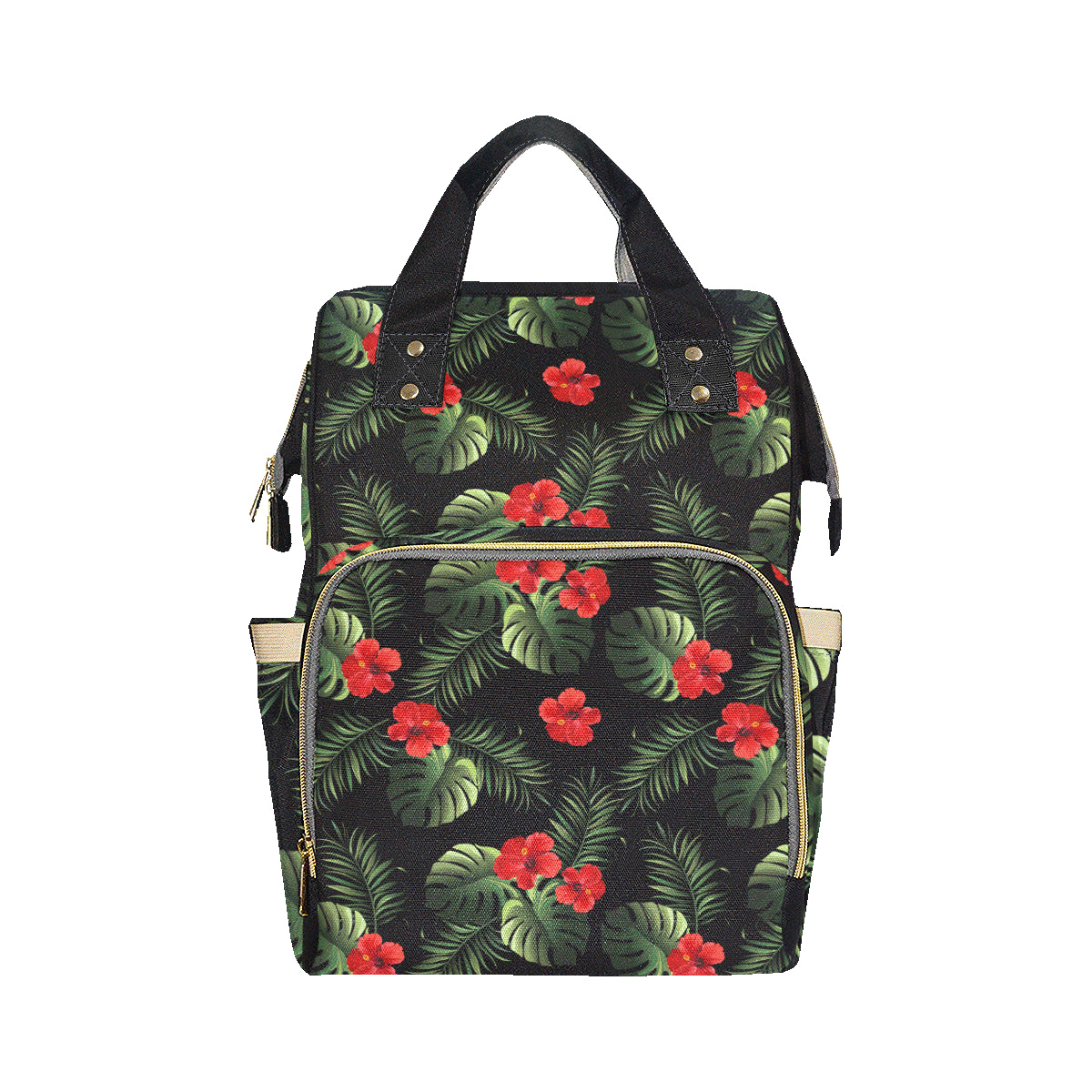Red Hibiscus Tropical Diaper Bag Backpack