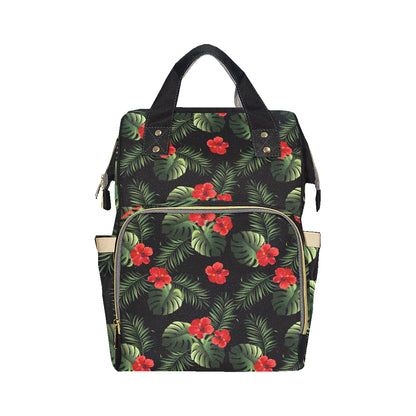 Red Hibiscus Tropical Diaper Bag Backpack