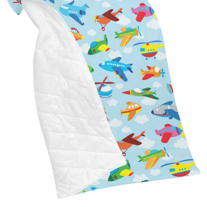 Airplane Colorful Pattern Print Design 01 Premium Quilt