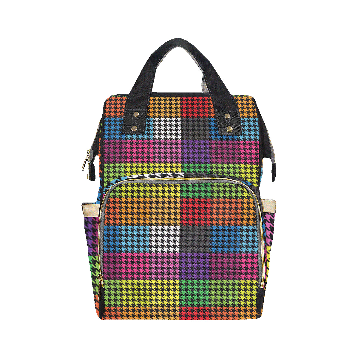 Houndstooth Colorful Pattern Print Design 01 Diaper Bag Backpack