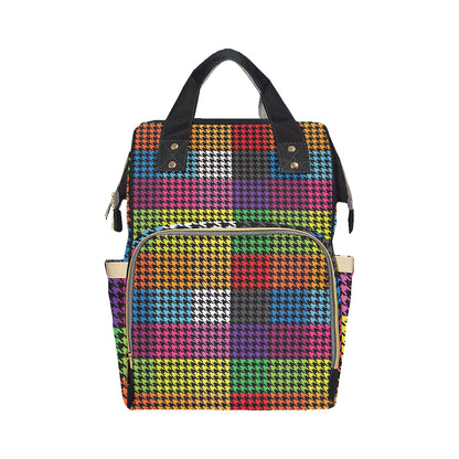 Houndstooth Colorful Pattern Print Design 01 Diaper Bag Backpack
