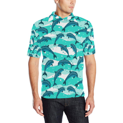 Dolphin Design Print Pattern Men Polo Shirt