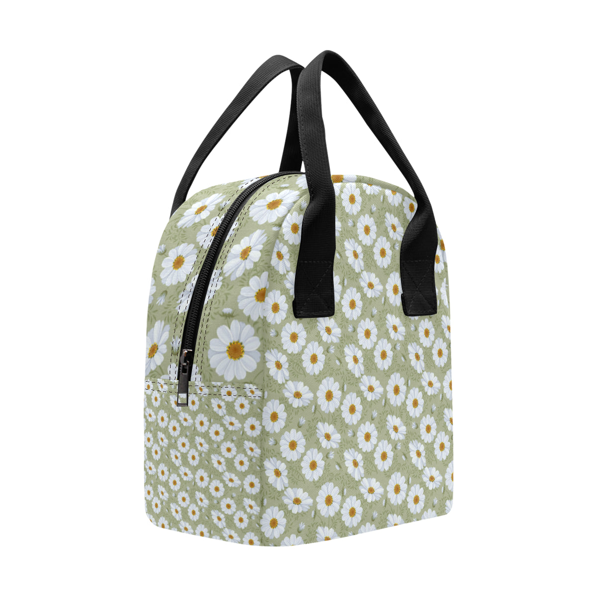Daisy Yellow Print Pattern Insulated Lunch Bag