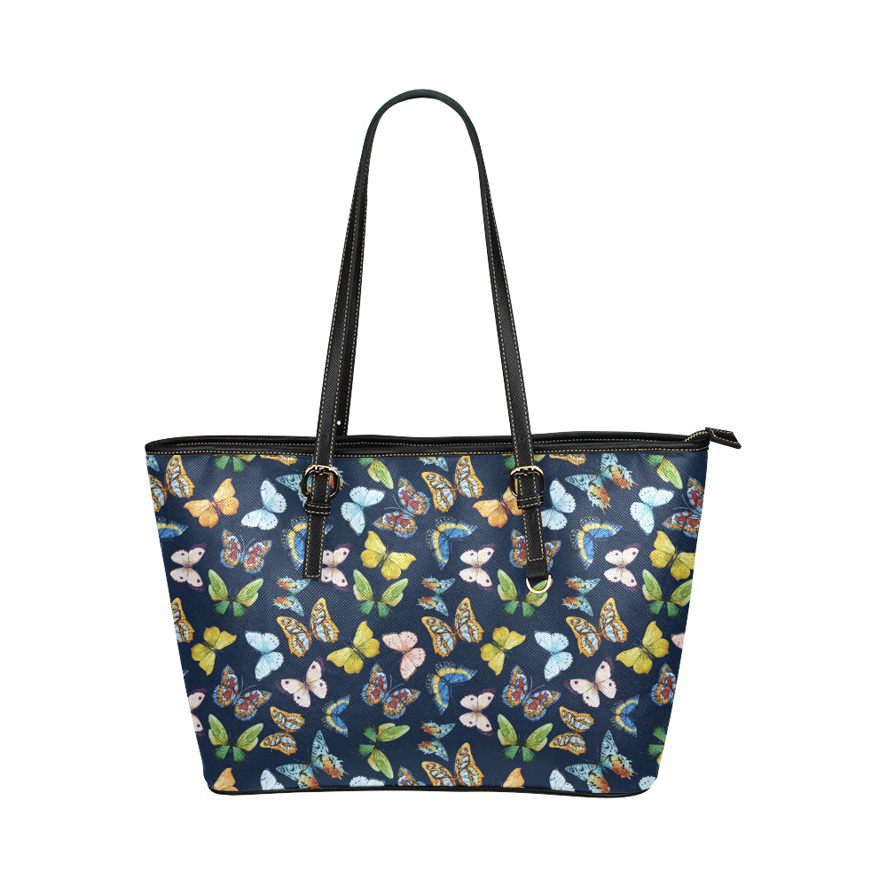 Butterfly Beautiful Print Pattern Leather Tote Bag