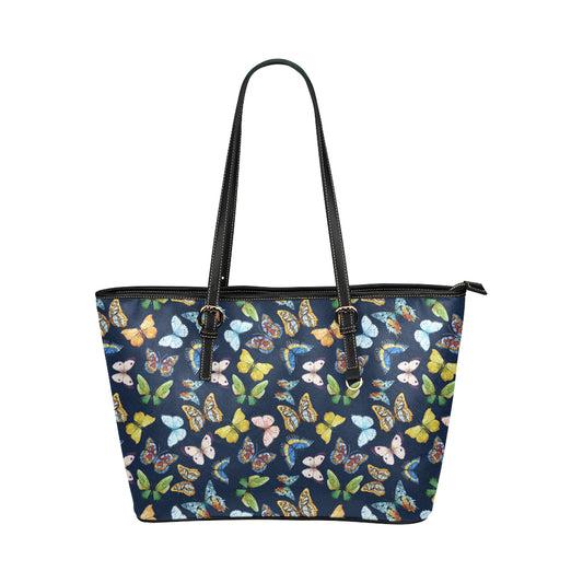 Butterfly Beautiful Print Pattern Leather Tote Bag