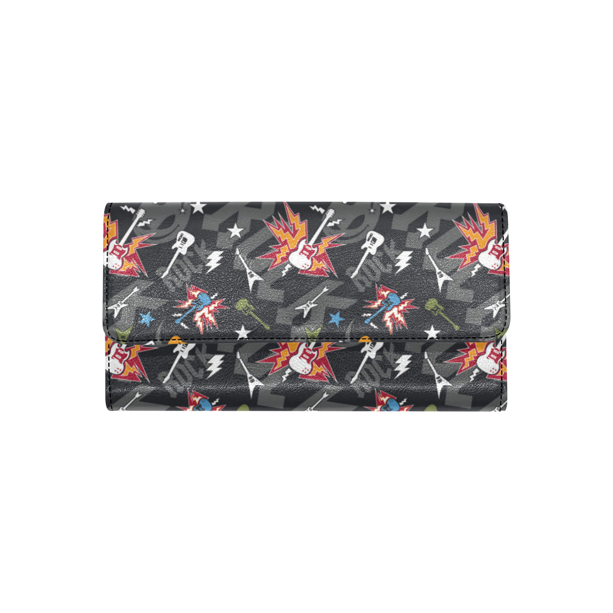 Rock and Roll Pattern Print Design A01 Women's Trifold Wallet
