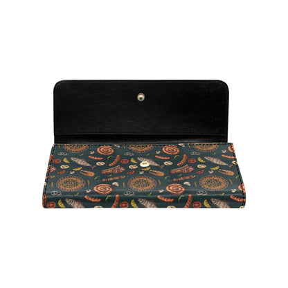Barbecue Pattern Print Design 02 Women's Trifold Wallet