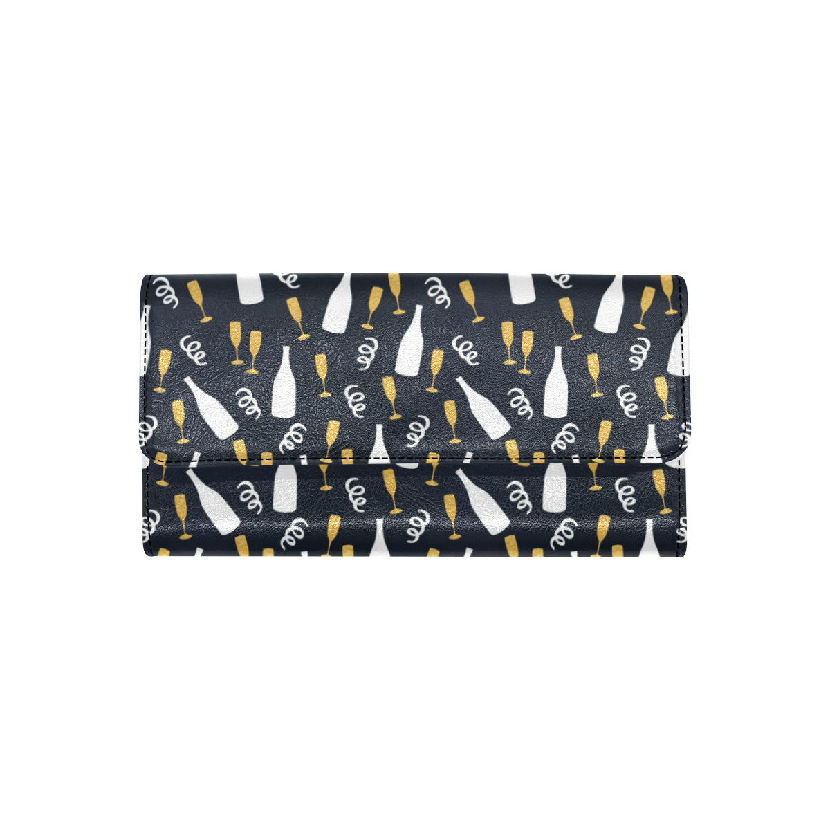 Champagne Pattern Print Design 01 Women's Trifold Wallet