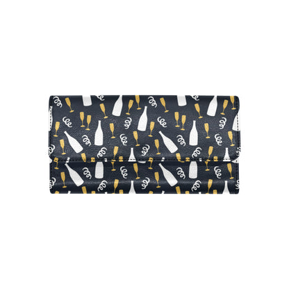 Champagne Pattern Print Design 01 Women's Trifold Wallet