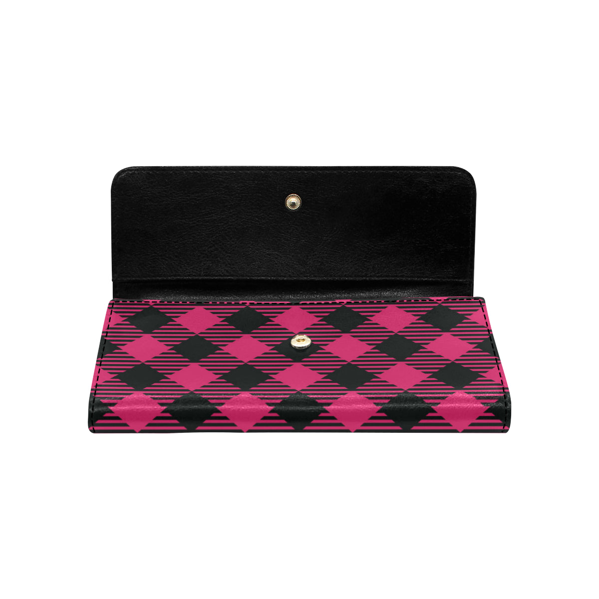 Buffalo check Pink Pattern Print Design 01 Women's Trifold Wallet