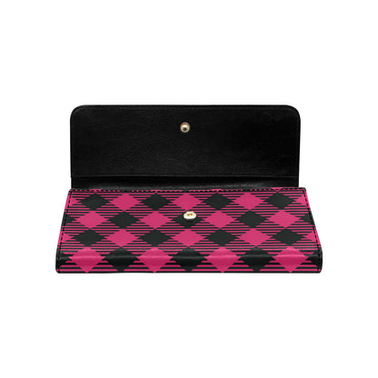 Buffalo check Pink Pattern Print Design 01 Women's Trifold Wallet