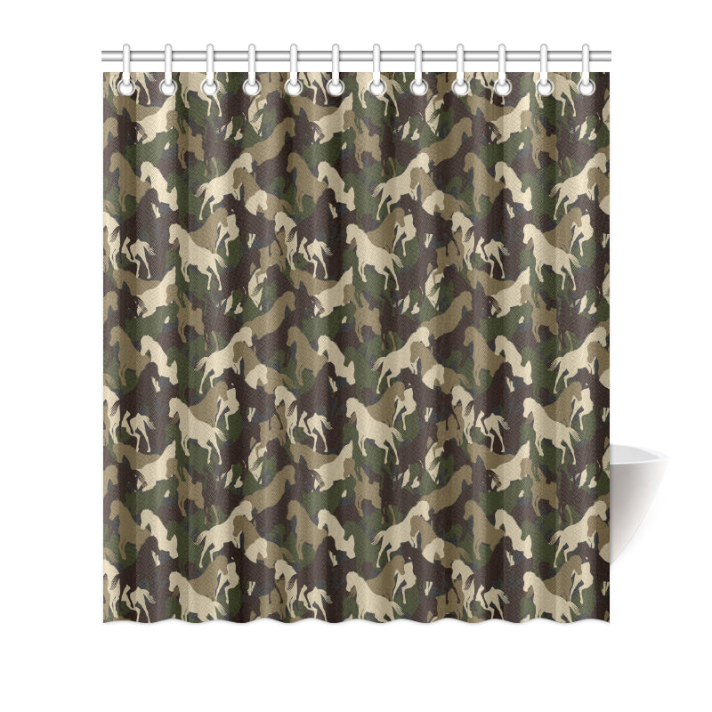 Horse Camo Themed Design Print Shower Curtain