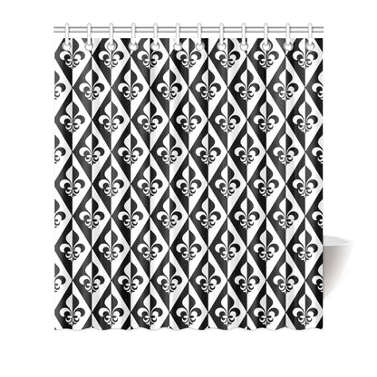 Fleur De Lis Black White Pattern Print Design 02 Shower Curtain