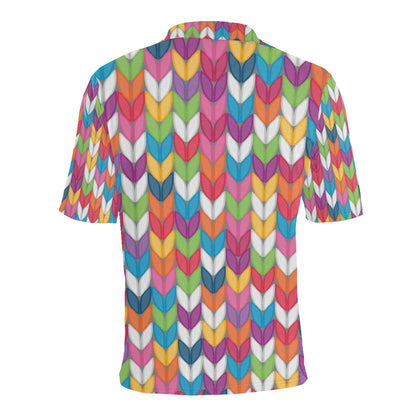 Knit Pattern Print Design 01 Men Polo Shirt