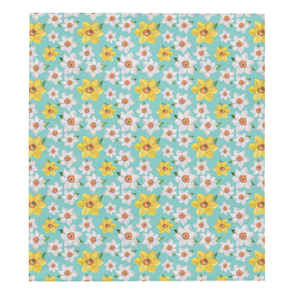Daffodils Pattern Print Design 02 Premium Quilt