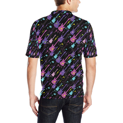 Electric Guitar Pattern Print Design 02 Men Polo Shirt