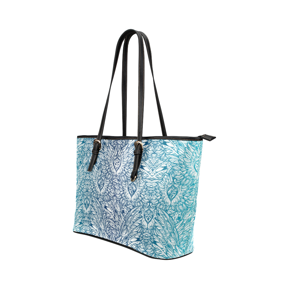 Angel Wings Boho Design Themed Print Leather Tote Bag