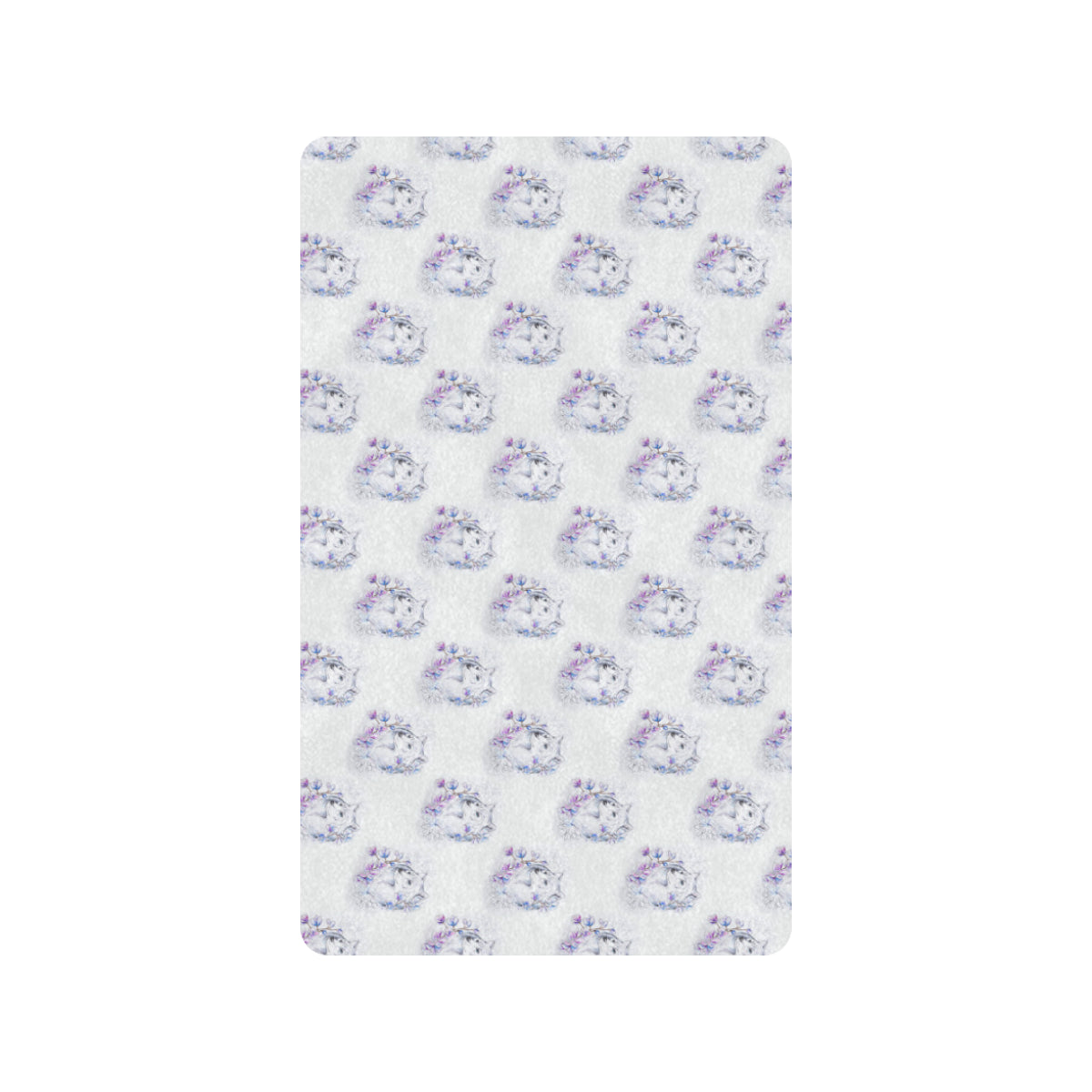 Wolf with Flower Print Design Rubber Doormat