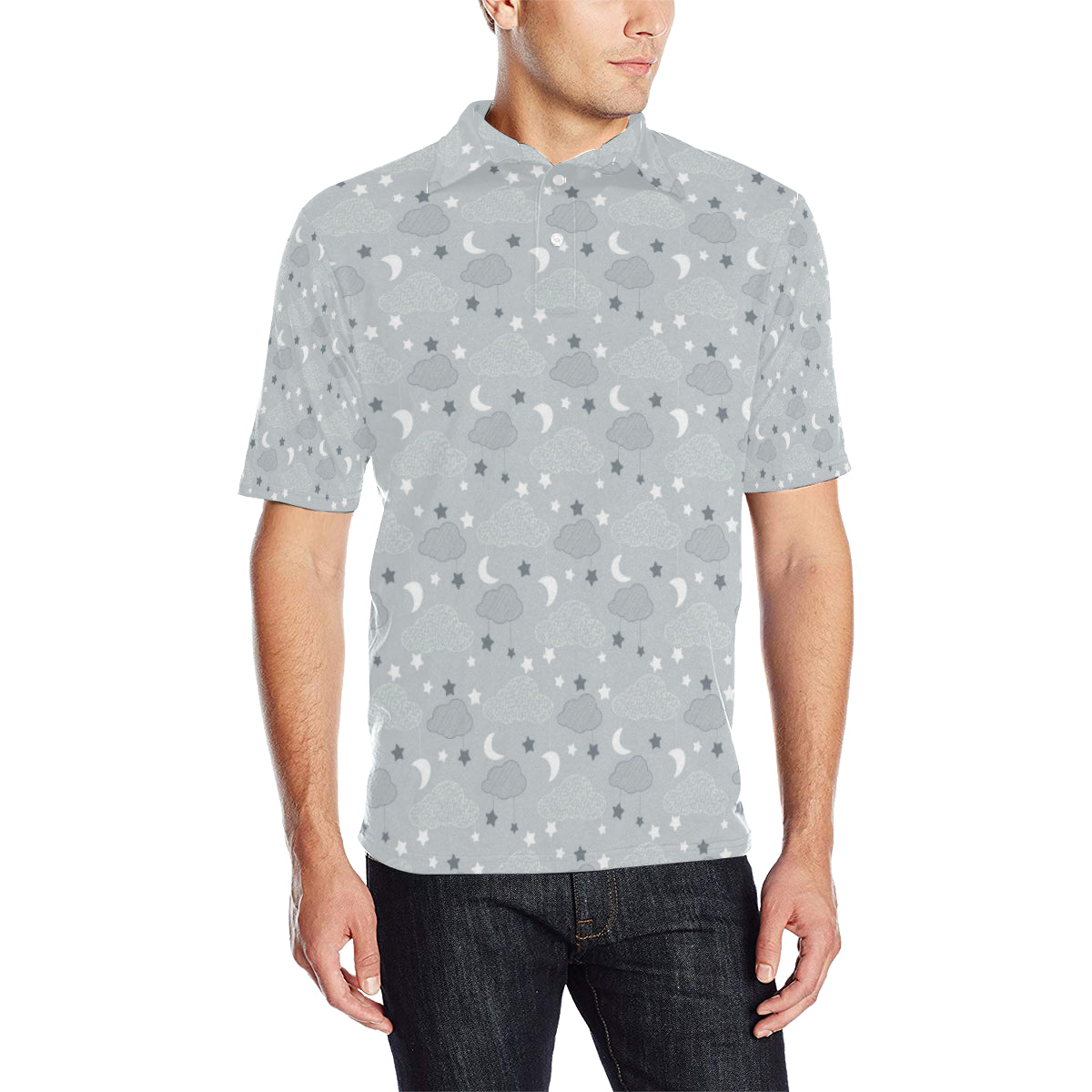Cloud  Pattern Print Design 04 Men Polo Shirt