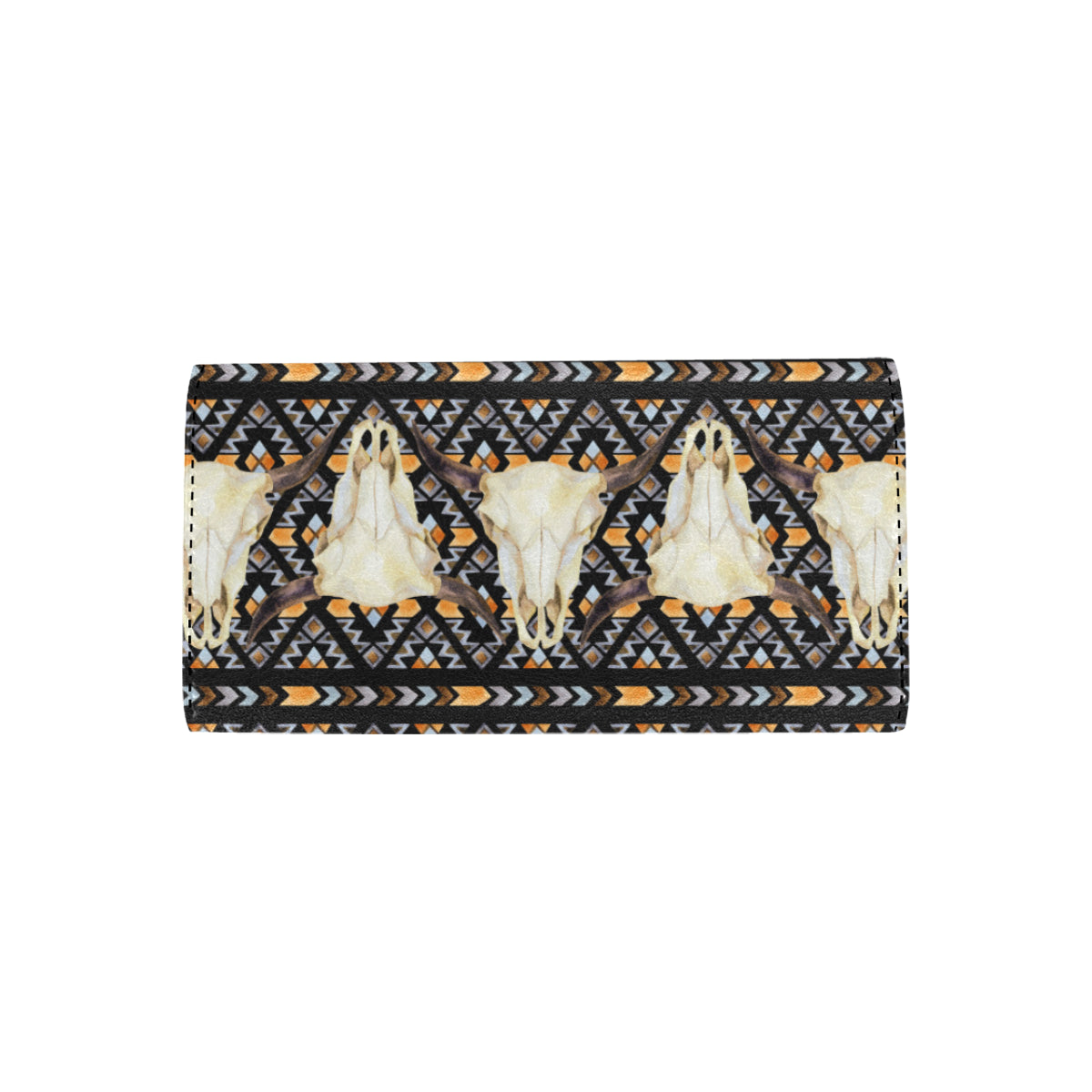 Buffalo Head Pattern Print Design 03 Women's Trifold Wallet