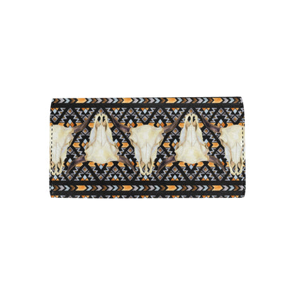 Buffalo Head Pattern Print Design 03 Women's Trifold Wallet