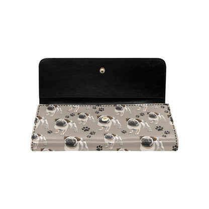 Pug Pattern Print Design A04 Women's Trifold Wallet