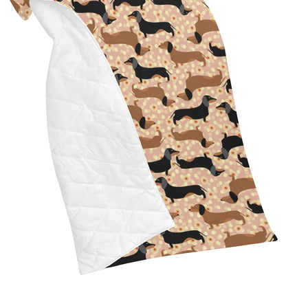 Dachshund Pattern Print Design 011 Premium Quilt