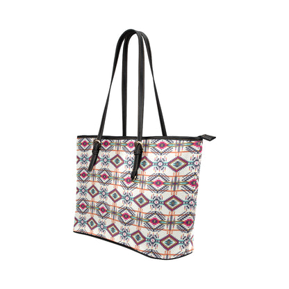 Indian Navajo Art Themed Design Print Leather Tote Bag