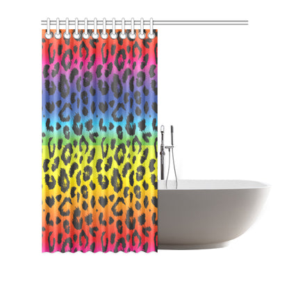 Rainbow Leopard Pattern Print Design A01 Shower Curtain