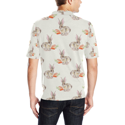 Rabbit Pattern Print Design 01 Men Polo Shirt
