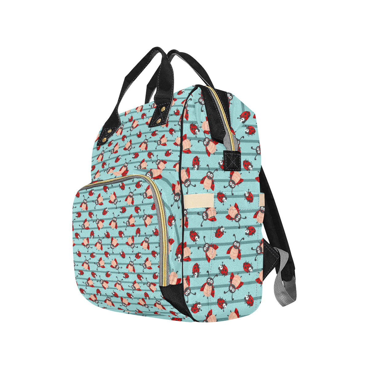 Ladybug Happy Print Pattern Diaper Bag Backpack