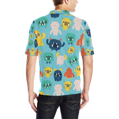 Monster Cartoon Pattern Print Design 03 Men Polo Shirt