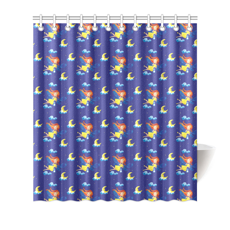 Fairy with Moon Print Pattern Shower Curtain