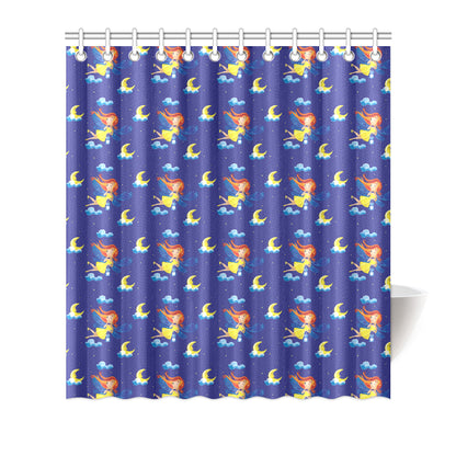 Fairy with Moon Print Pattern Shower Curtain