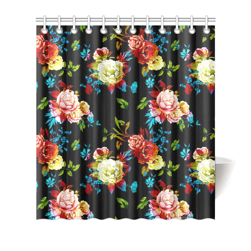 Peony Pattern Print Design PE07 Shower Curtain