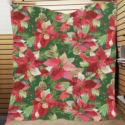 Poinsettia Pattern Print Design POT03 Premium Quilt
