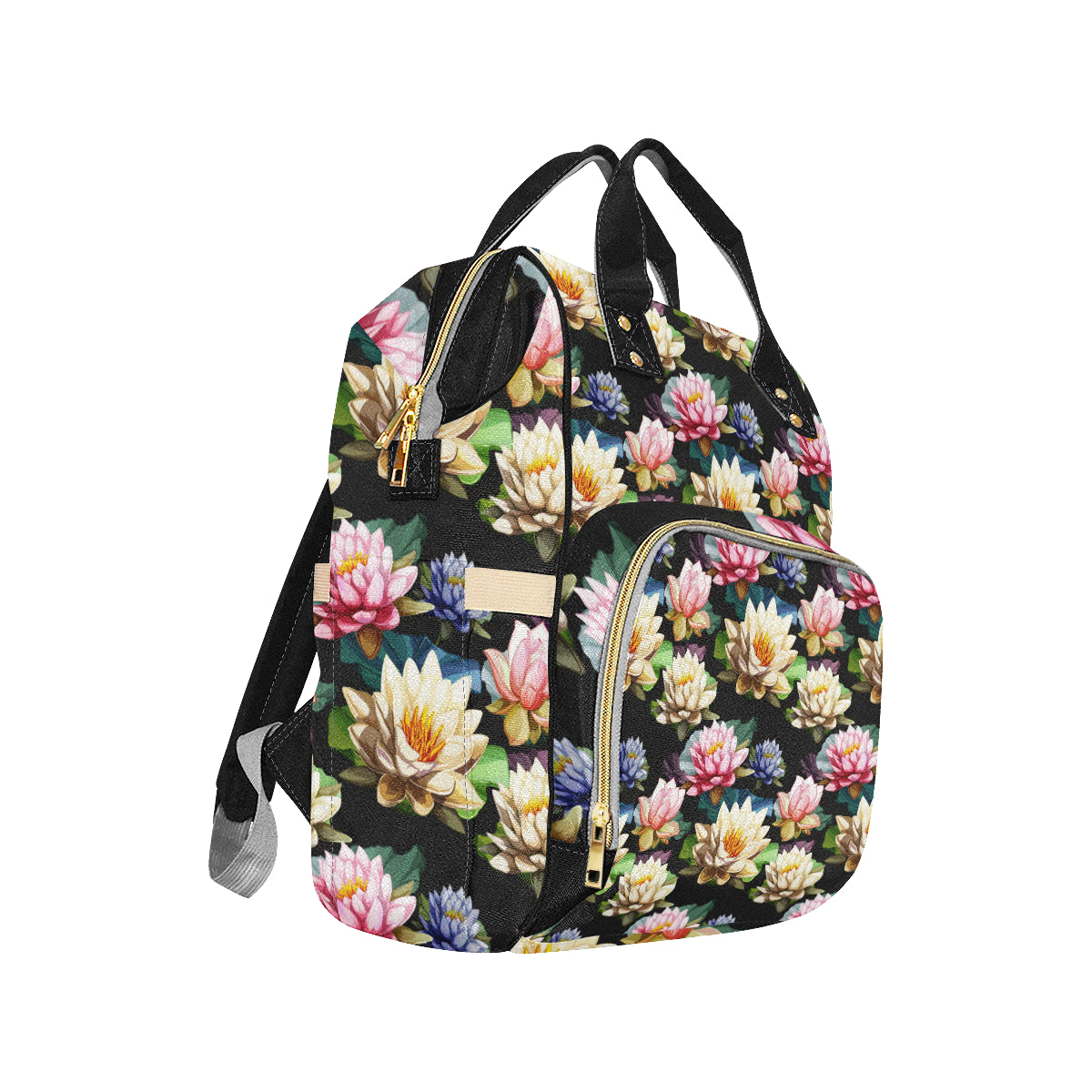 Water Lily Pattern Print Design WL02 Diaper Bag Backpack