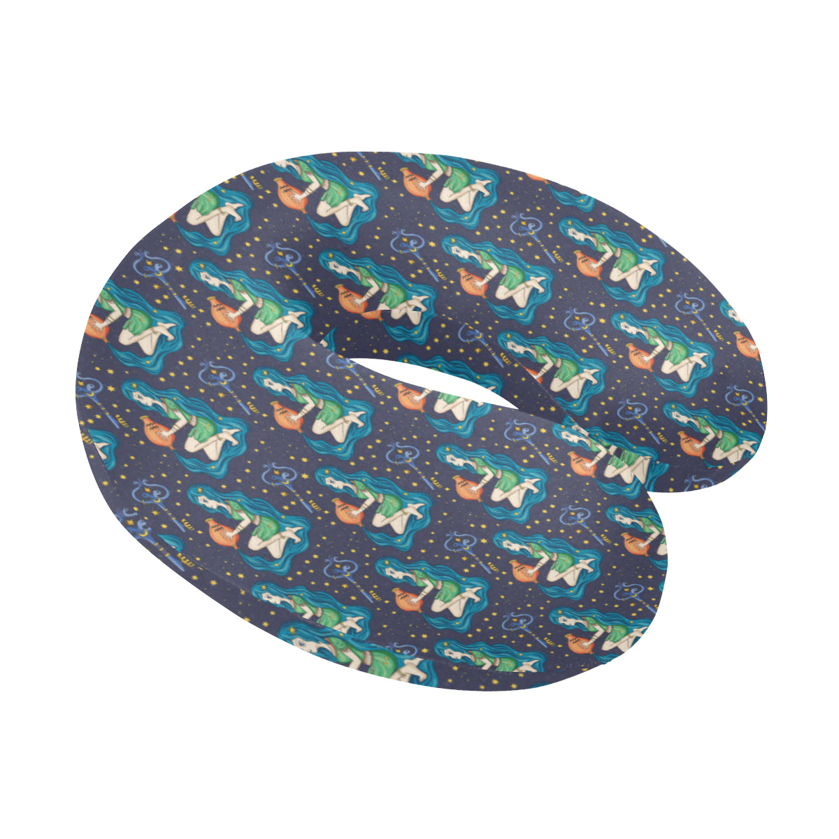 Aquarius Zodiac Pattern Print Design 03 U-Shaped Travel Neck Pillow