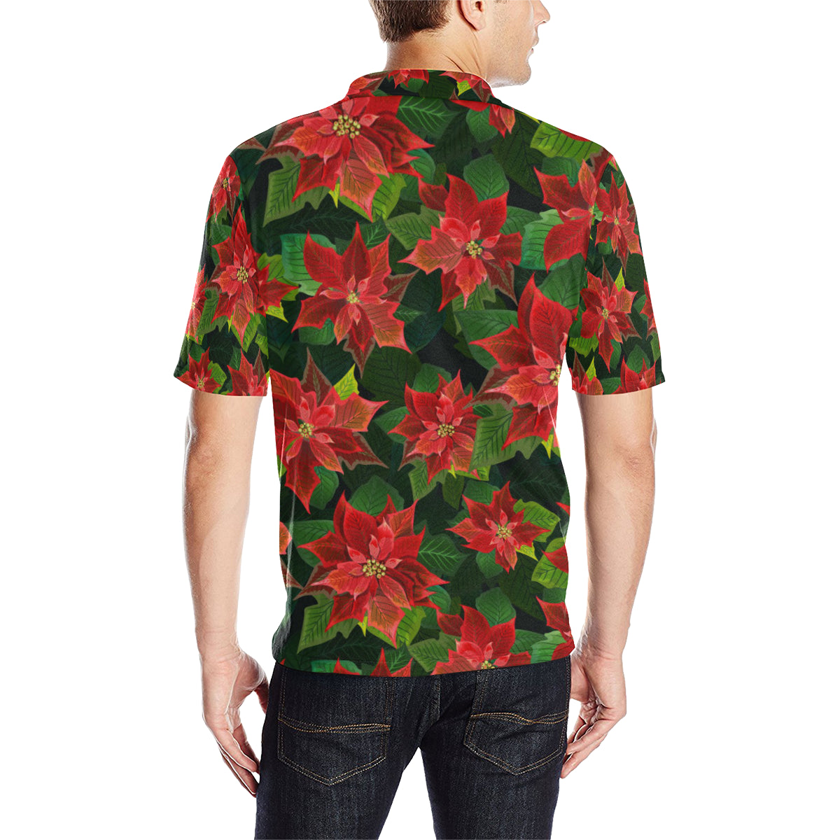 Poinsettia Pattern Print Design POT04 Men Polo Shirt