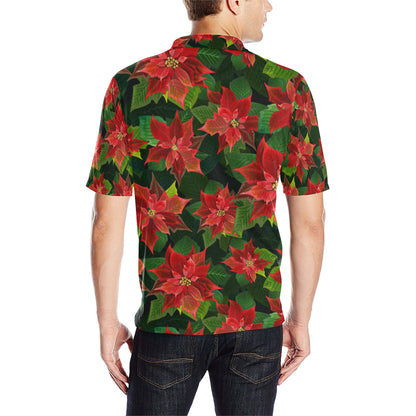 Poinsettia Pattern Print Design POT04 Men Polo Shirt